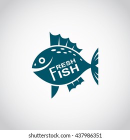 seafood icon with fish and text