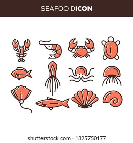 seafood icon flat
