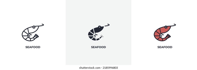 seafood icon. Line, solid and filled outline colorful version, outline and filled vector sign. Idea Symbol, logo illustration. Vector graphics