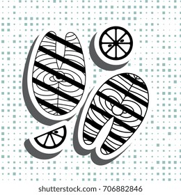 Seafood icon or logo isolated. Simple black fish vector symbol