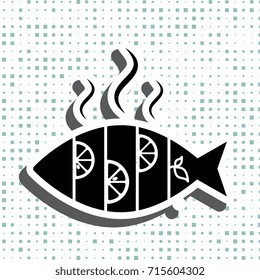 Seafood icon or logo isolated. Simple black fish vector symbol