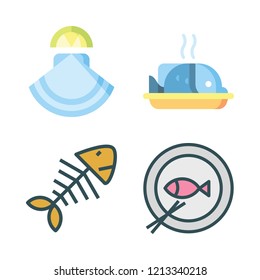seafood icon set. vector set about fishbone, oyster and fish icons set.