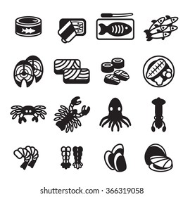 Seafood icon set. Vector eps 10.