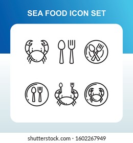 Seafood icon set  vector, suitable for icon, badges, emblems, logo and seafood restaurant menu design elements. isolated on white background