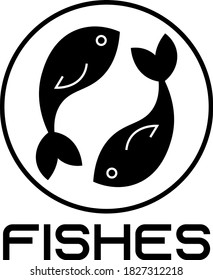 icono del marisco con dos pescados negros simples