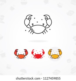 Seafood icon, Vector crab icon illustration