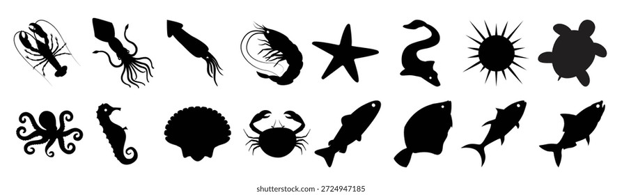 ícone de frutos do mar vetor definir criações do mar sinal de ilustração