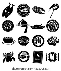 Seafood icons set