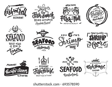 Seafood icons set