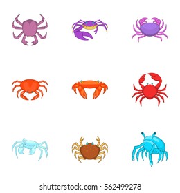 Seafood icons set. Cartoon illustration of 9 seafood vector icons for web