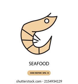 seafood icons  symbol vector elements for infographic web