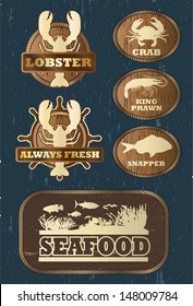 Seafood icons, vector