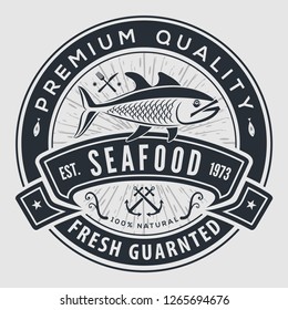 Seafood label, badge, emblem or logo for seafood restaurant menu design element. Vector illustration