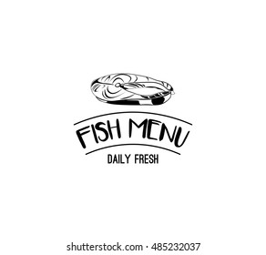 Seafood labels, fish packaging design, fishing logo elements