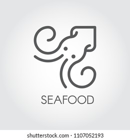 Seafood line icon. Contour image of lobster or squid. Underwater animal silhouette. Food series label. Vector for product market, grocery stores, menu, thematic sites and apps
