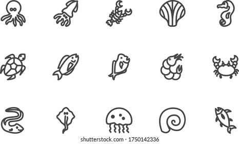  seafood Line Style Icon Set