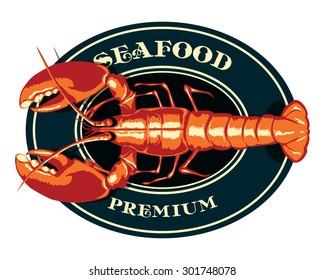 Seafood Lobster Crayfish Fish Restaurant Emblem Label Logo Menu