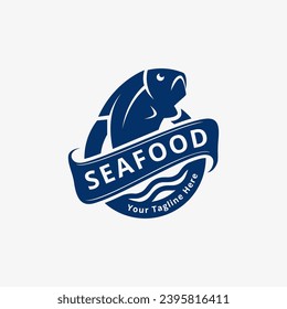 Seafood logo design. fish icon image. badge emblem design style