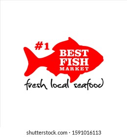 Seafood Logo Design Fish Silhouette Vector, Culinary Graphic Template