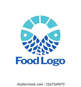 Seafood logo design, illustration of two circle fish
