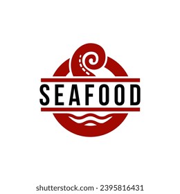 Seafood logo design. octopus hand icon image. vintage emblem badge design style