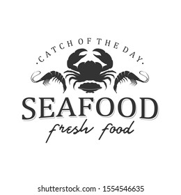 Seafood logo design restaurant fresh crab and shrimp logo for label product and seafood shop