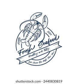 Seafood logo design restaurant fresh crab and shrimp logo for label product and seafood shop. this logo is suitable for seafood-related