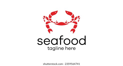 seafood logo design, shrimp elements combined with crab