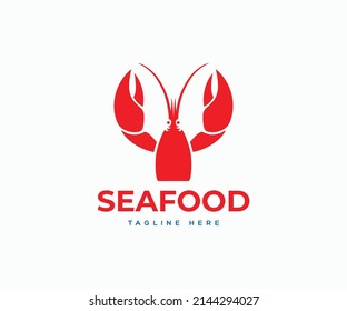 Seafood logo design stock vector. Seafood restaurant logo template with lobster Vector.