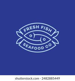 Seafood logo design template. Linear graphic style. Vector illustration.