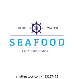 Seafood Logo - Fresh From Ocean Restaurant Identity - Rudder Icon - Helm Symbol