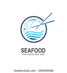 Seafood logo with line design, Seafood vector logo. fish, fishing or restaurant icon