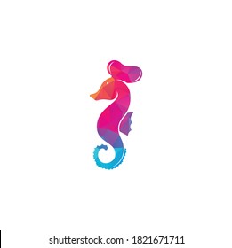 Seafood Logo. Seahorse Chef Knife Fork and Spoon Symbol Illustration. Chef and seahorse logo design template	