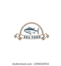 plantilla de logotipo de marisco con pescado de atún
