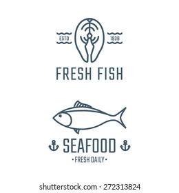 Seafood logos, labels, badges vector template. Design elements