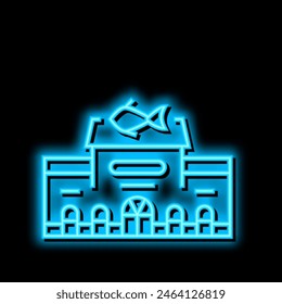 seafood market neon light sign vector. seafood market illustration