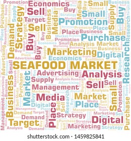Seafood Market word cloud. Vector made with text only