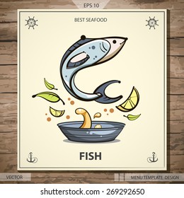 Seafood menu card. Best template for your design. Vector eps 10