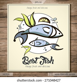 Seafood menu design. Best fish. Vector eps 10
