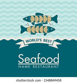 seafood menu design with fish and lemon