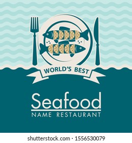seafood menu design with fish on plate
