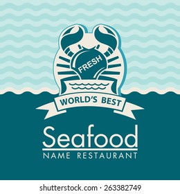 seafood menu design on a blue background