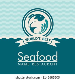 seafood menu design for restaurant on blue background