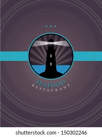 Seafood menu design, vector illustration