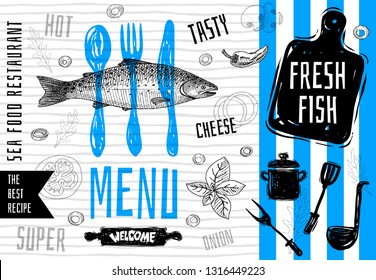 Fish on a cutting board Royalty Free Stock SVG Vector and Clip Art
