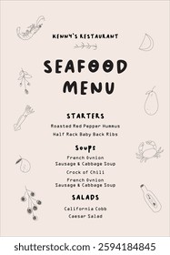 Seafood Menu Template Illustration with Vintage style