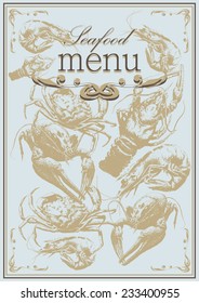 Seafood menu. Vector set.