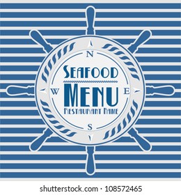 Seafood menu with the wheel anchor