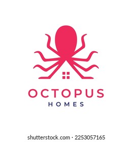 seafood octopus marine biota creature food taste cooking kitchen home modern logo design vector icon illustration template