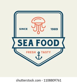 Seafood octopus for restaurant line logo design. Vector icon illustration modern simple line logo
